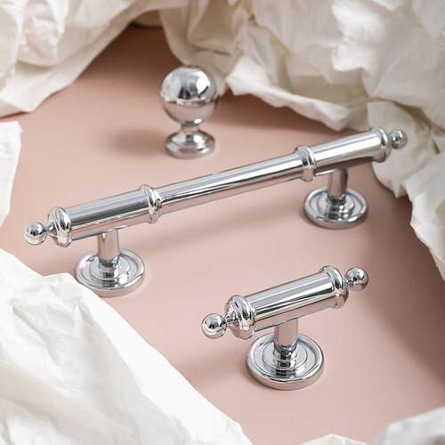 indoors中古风银色小球长拉手柜门把手衣柜门鞋柜抽屉黄铜长拉手