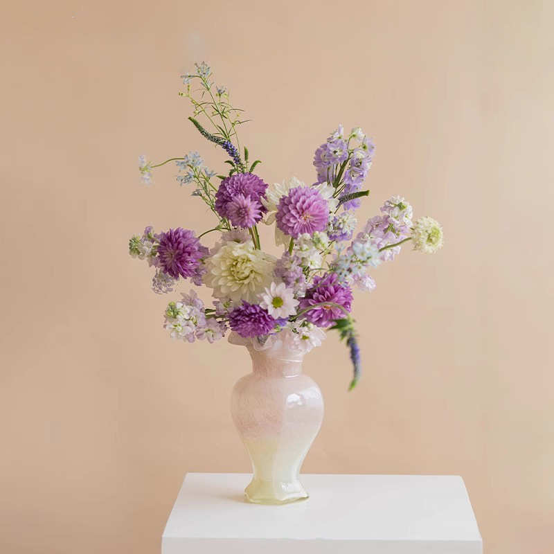 中古民法式装饰花瓶摆设酒店客厅摆件插花器玻璃花高级样板间感宿