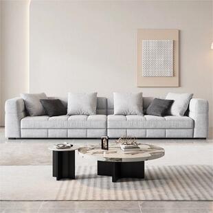 意式极简布雷泽布艺沙发客厅奶油风小户型棉麻简约直排沙发佛山