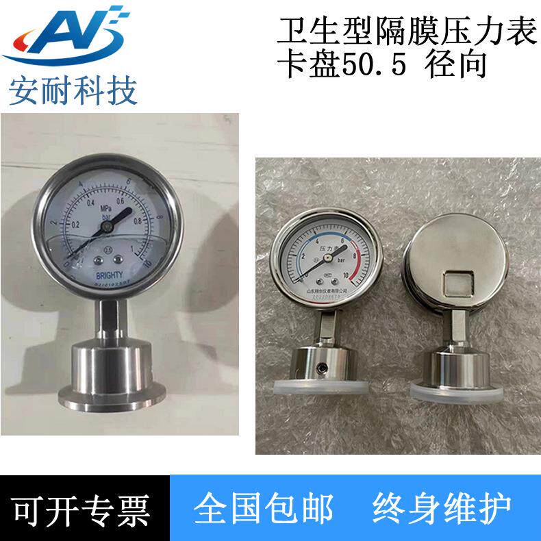 北京布莱迪卫生型级隔膜耐震压力表YTNP-98HF6快装标准式