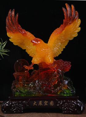 新款上市琉璃色大展宏图老鹰摆件创意家居办公室书房装饰摆件
