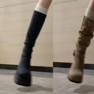 冬季 蕾丝长筒袜配靴子白色靴袜子女袜套堆堆袜长靴袜腿套小腿长袜