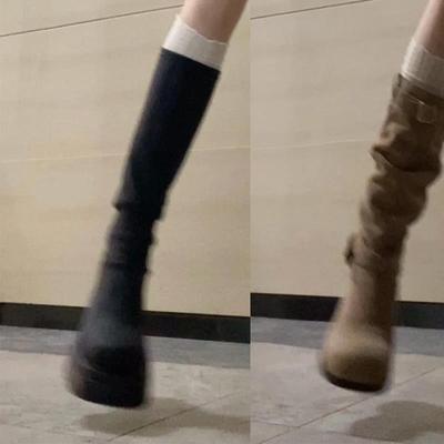 冬季蕾丝长筒袜配靴子白色靴袜子女袜套堆堆袜长靴袜腿套小腿长袜