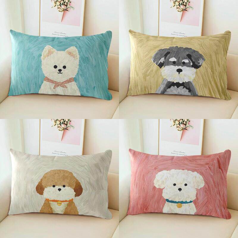 可爱狗狗卡通抱枕长方形宿舍卧室靠枕客厅沙发汽车靠垫抱枕套定制