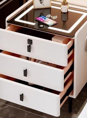 智能实木床头卧室功家用轻奢简约52233无柜线充网红多能三层床边