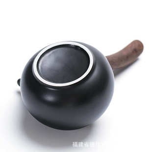 黑白简约侧把壶木手柄家用泡茶壶陶瓷单壶功夫茶具泡茶器厂家批发