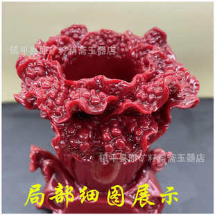 朱砂白菜笔筒开运紫金砂百财白菜大笔筒办公桌摆件送人首选礼品