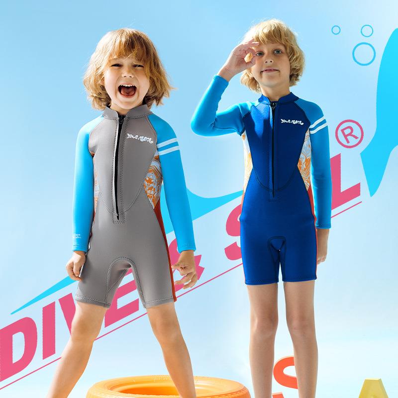 DIVE&SIAL儿童潜水服2.5MM连体加厚防寒冬泳衣男童浮潜冲浪潜水衣