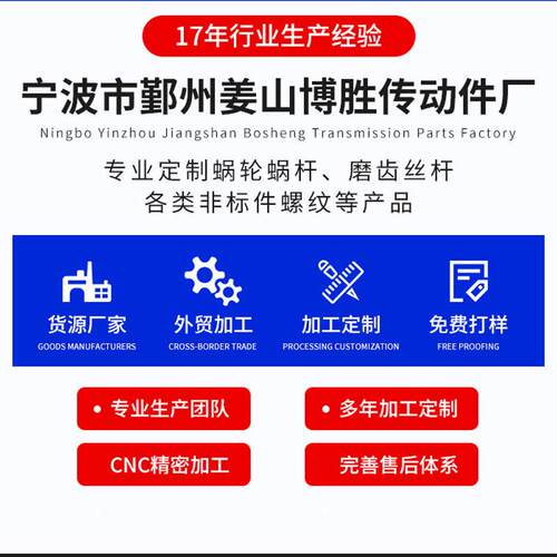 博胜传动件Tr20x2mm梯形磨齿丝杆不锈钢涡沦蜗杆精密机械加工配件