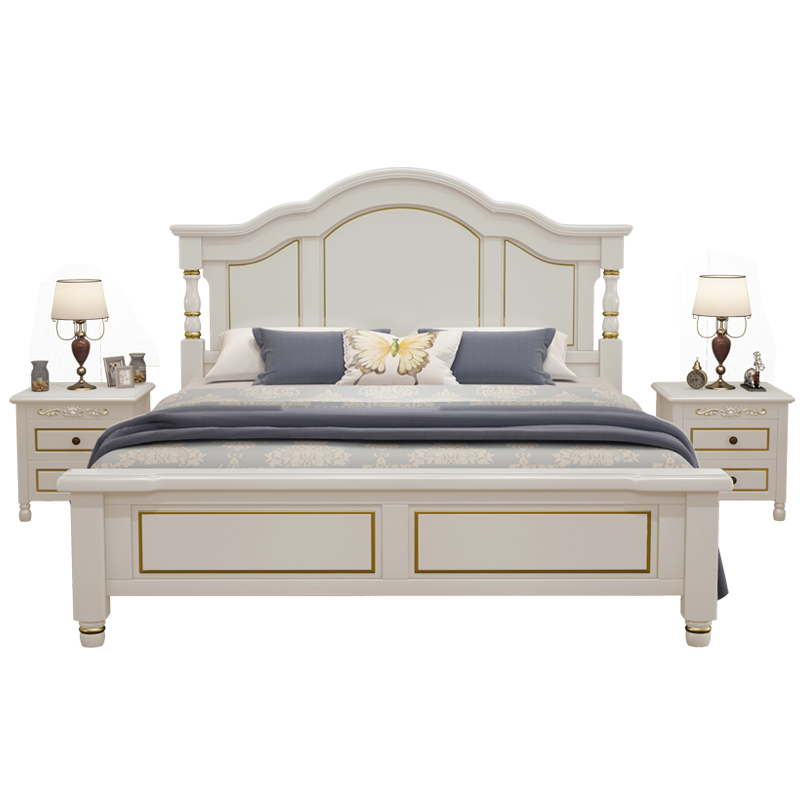 美式实木主卧双人床现代简约轻奢小户型公主床高箱储物床婚床家具