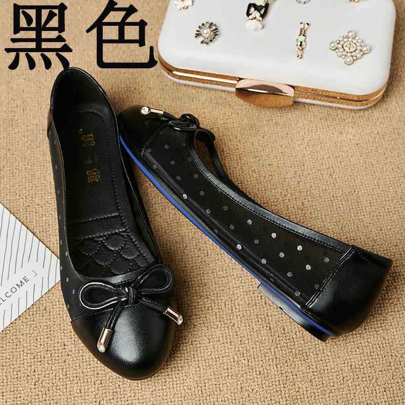 高档低41新款镂空真皮网纱平底跟4大码45百搭夏46宽4胖脚妈妈凉鞋