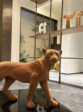饰欧件式创意植绒金钱豹动物摆厅书房酒店办公室样板房家0923居装