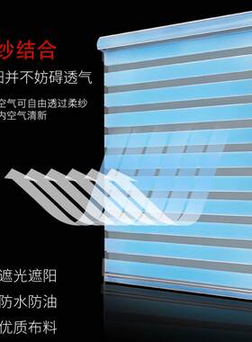 厂家供应纯色百叶窗帘 柔纱卷帘防水防油百叶帘耐脏免打孔