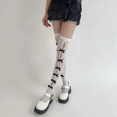 Women Sexy Stocking Bow Tie Lace Thigh Socks Lolita Jk Lace