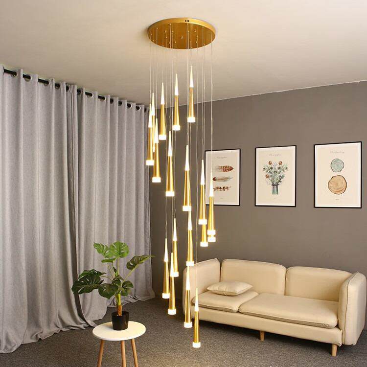 流星雨简约楼梯吊灯北欧吊灯现代复式楼挑空客厅别墅旋转公寓吊灯