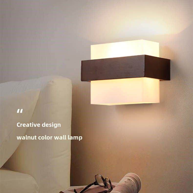 新中式实木壁灯，卧室，房间，床头，现代简约，创意时尚的北欧黑