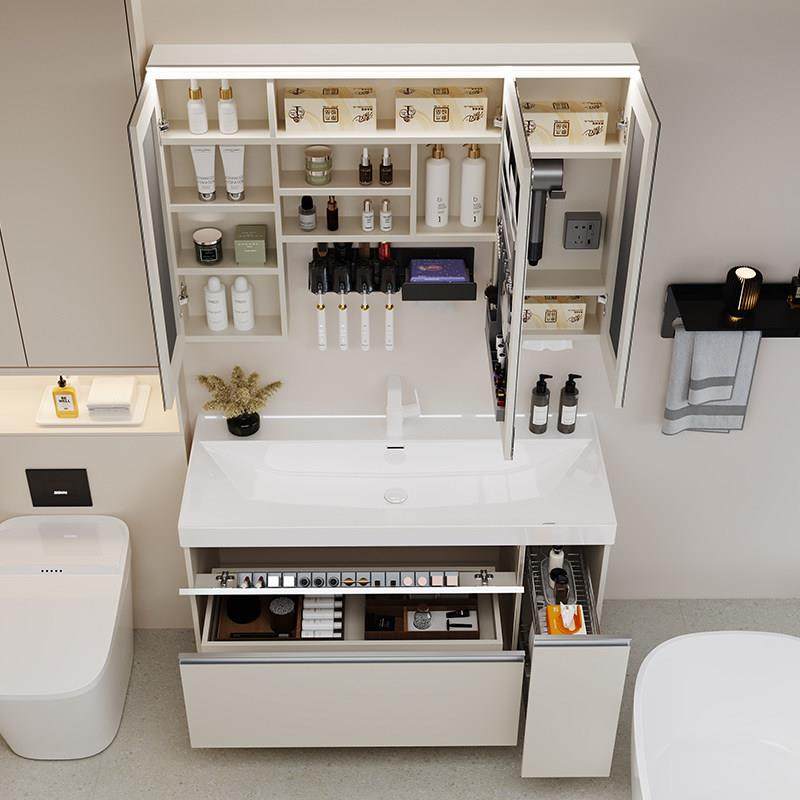 奶油日式大收纳浴室柜组合抽屉拉篮洗漱台海洋陶瓷一体洗手洗脸盆,家装主材,浴室柜组合,淘宝优惠券,粉丝福利购,淘宝优惠卷