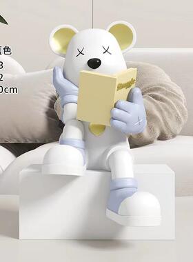 轻关奢暴力熊书挡饰书立摆家居玄电视柜书房装品看书熊客厅工艺品