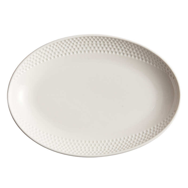 创意高尔夫椭圆形盘子大号14寸托盘蒸烤箱微波炉中式备菜饺子鱼盘