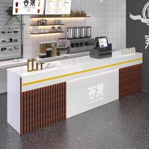 吧台收银台奶茶店操作台出餐台接待台便利店储物柜来图包安装