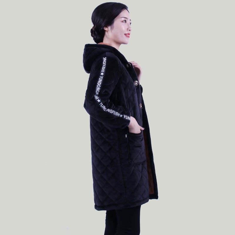 新款秋冬加厚罩衣中长款加绒夹棉国内家居韩版保暖防工女作服寒脏