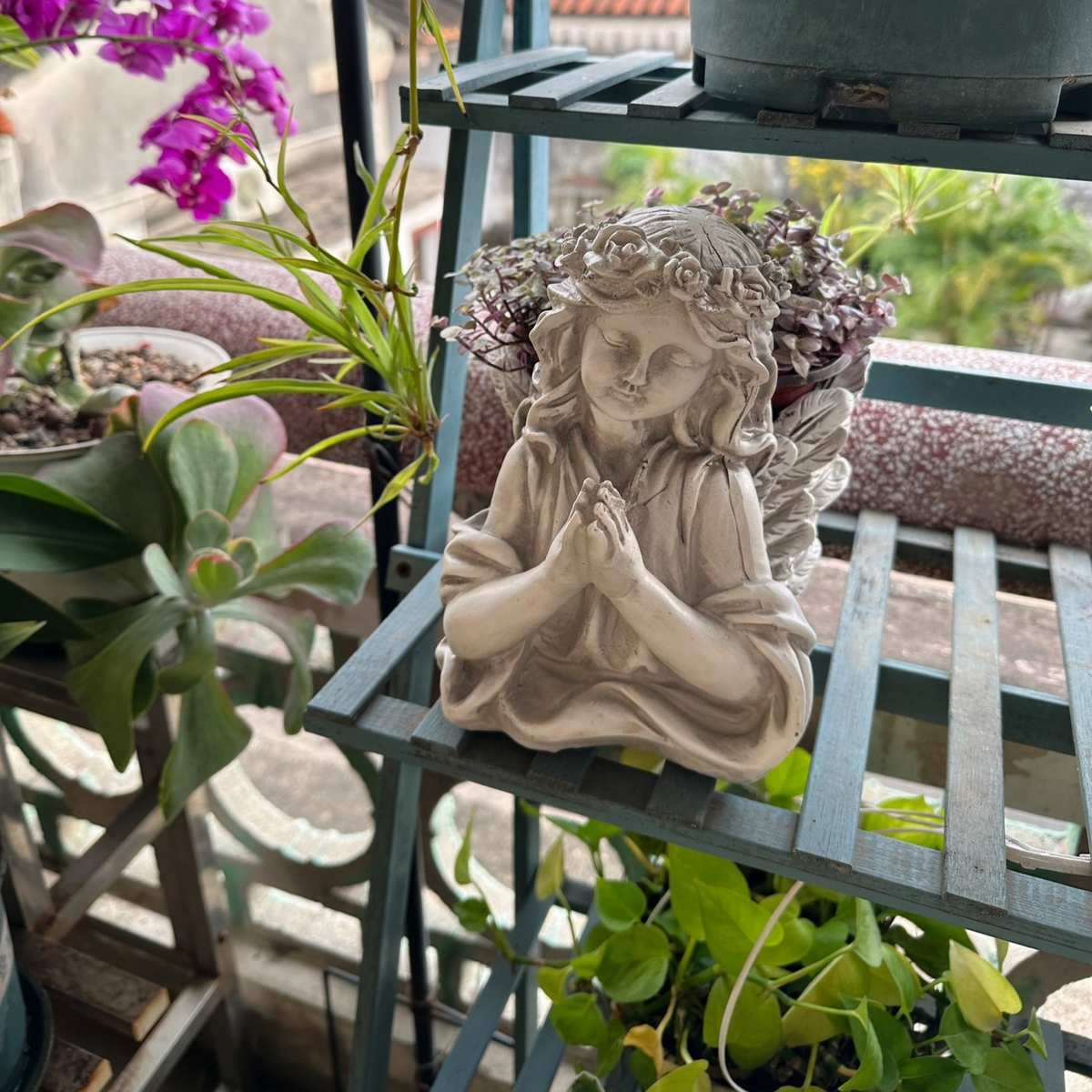 欧式户外花园天使花盆庭院装饰树脂工艺品花仙子雕像创意摆件