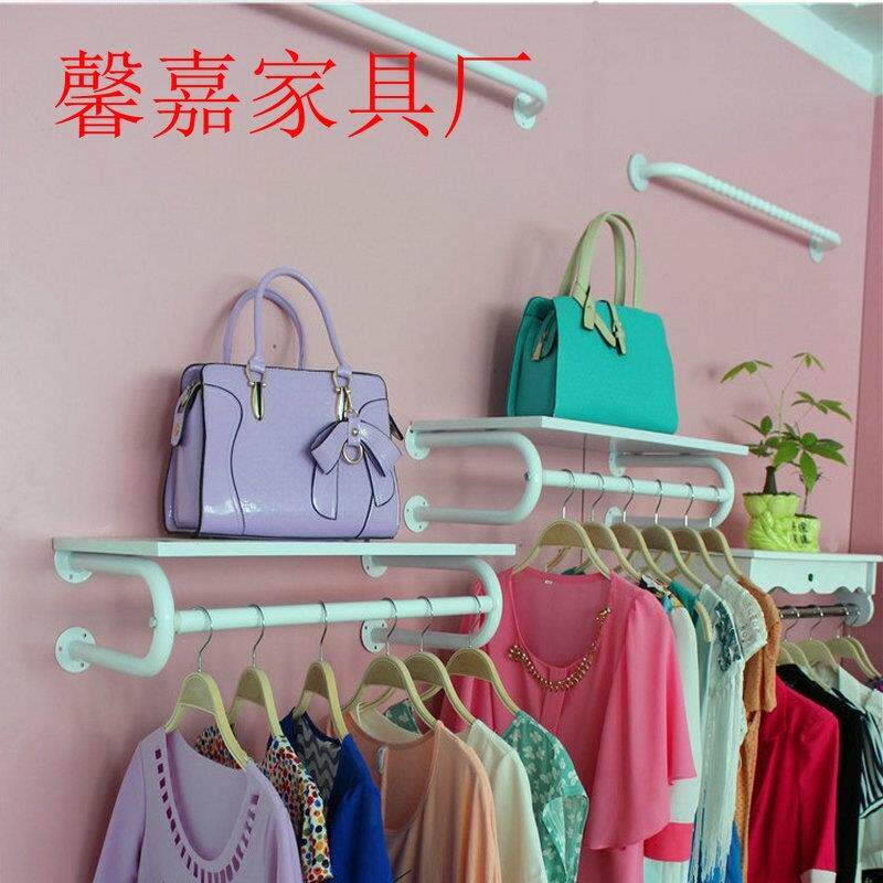 上墙衣架展示架服装店货架正侧挂衣架上墙衣服架童装多功能