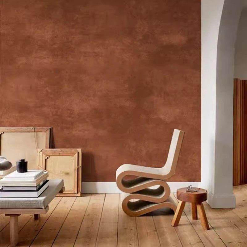 复古红褐色墙纸美式民宿客餐厅卧室墙布砖红色斑驳铁锈色纹理壁纸