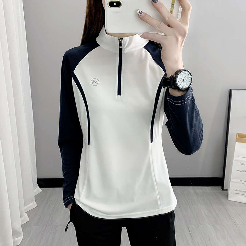 速干衣女春秋长袖跑步弹力徒步健身宽松登山服上衣运动服速干t恤