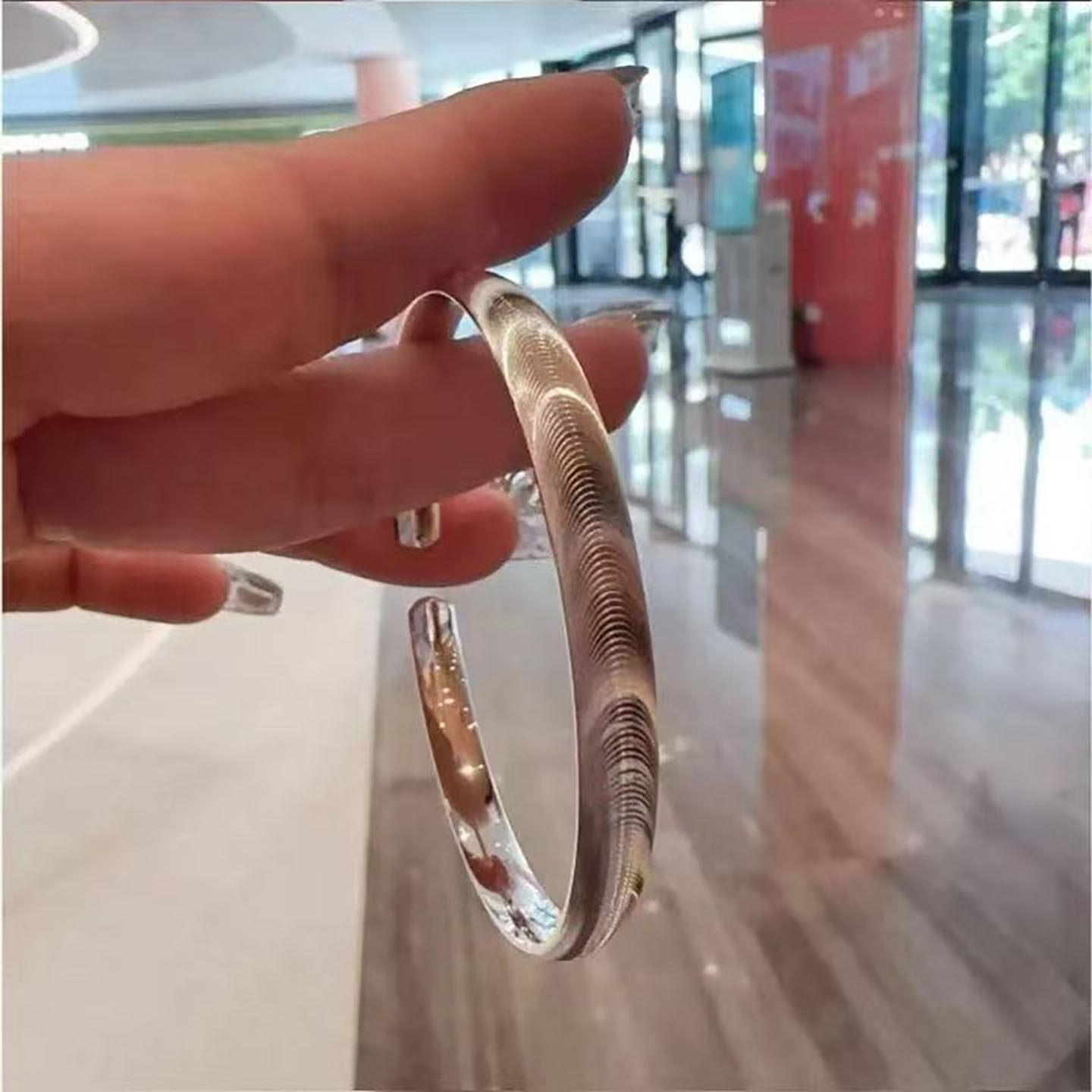 婷巧猫眼银手镯轻奢高级感仿真不掉色手环实心小众设计闪耀银镯子