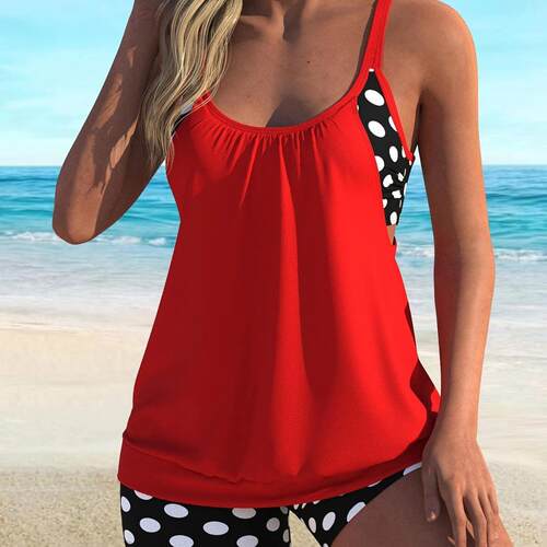 Strap women's polka dot suit split swimsuit