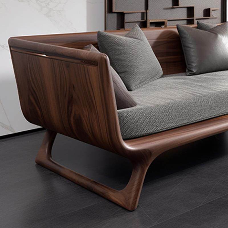 现代小户型禅意简约贵妃床新中式北美黑胡桃木罗汉床实木沙发组合