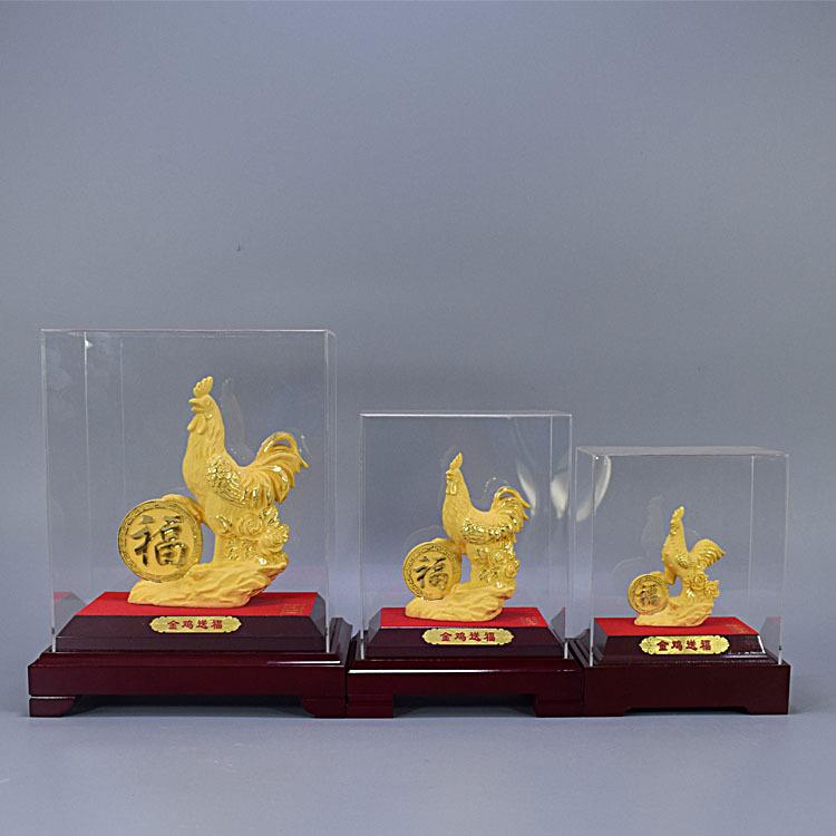 大号十二生肖绒沙金公鸡年吉祥物金鸡风水摆件实用办公室摆设
