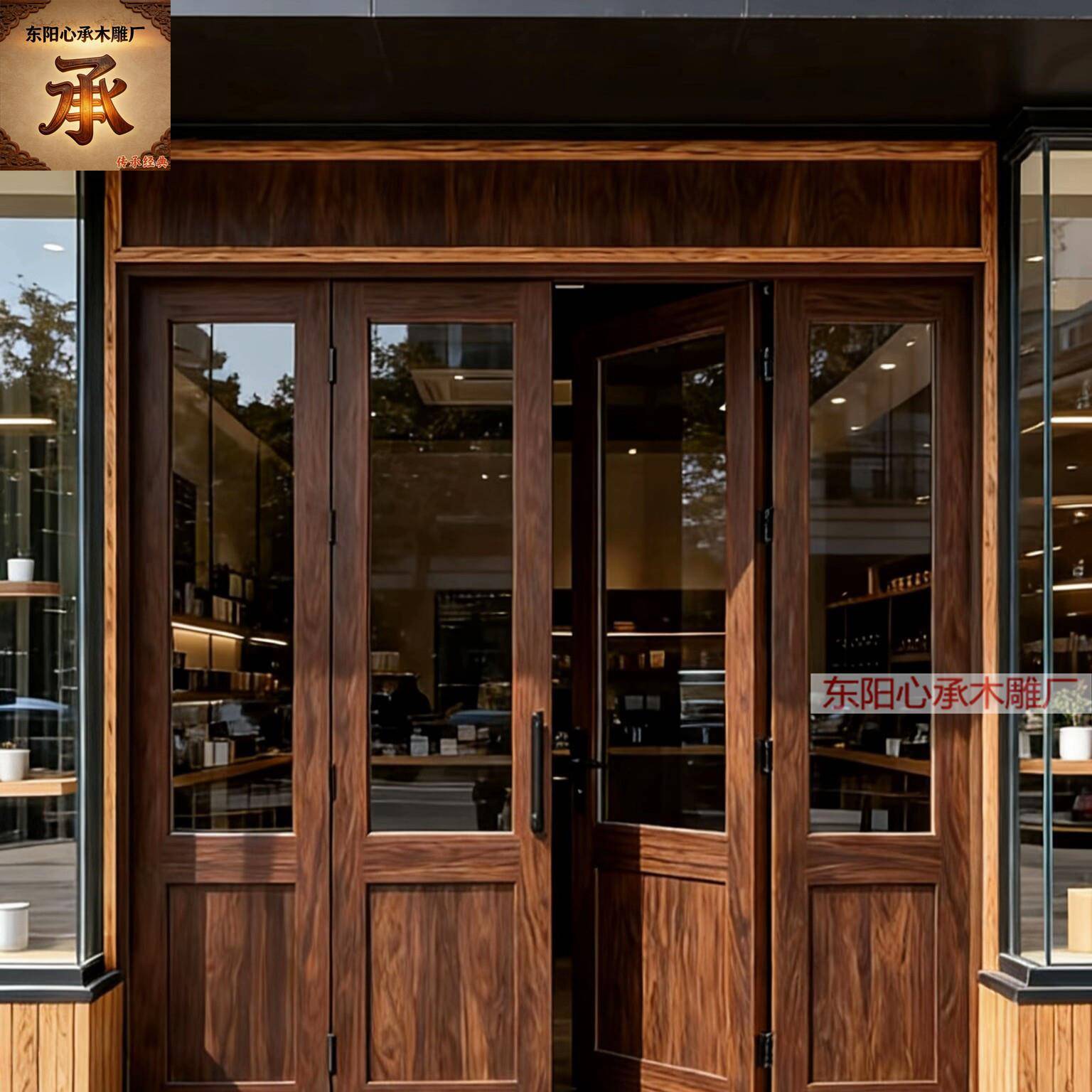 实木门窗定制做店铺商用玻璃门上下折叠窗户折叠门左右推拉平开门