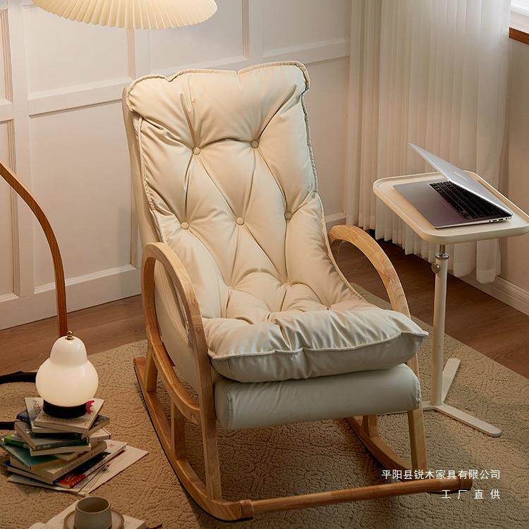 摇椅躺椅大人家用休闲实木奶油阳台贵妃逍遥椅客厅懒人沙发摇摇椅