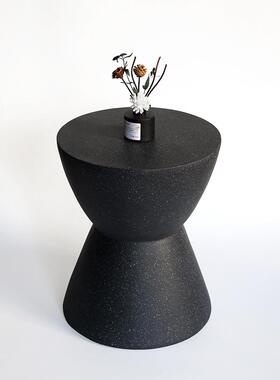 中古风黑色圆形边几民宿酒店茶几水泥角几花盆架床头柜边几