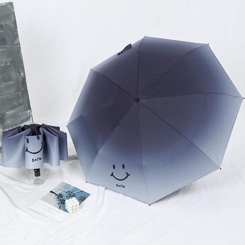 全自动三折渐变小清晰晴雨伞防晒防紫外线纯色黑胶ins风遮阳伞女