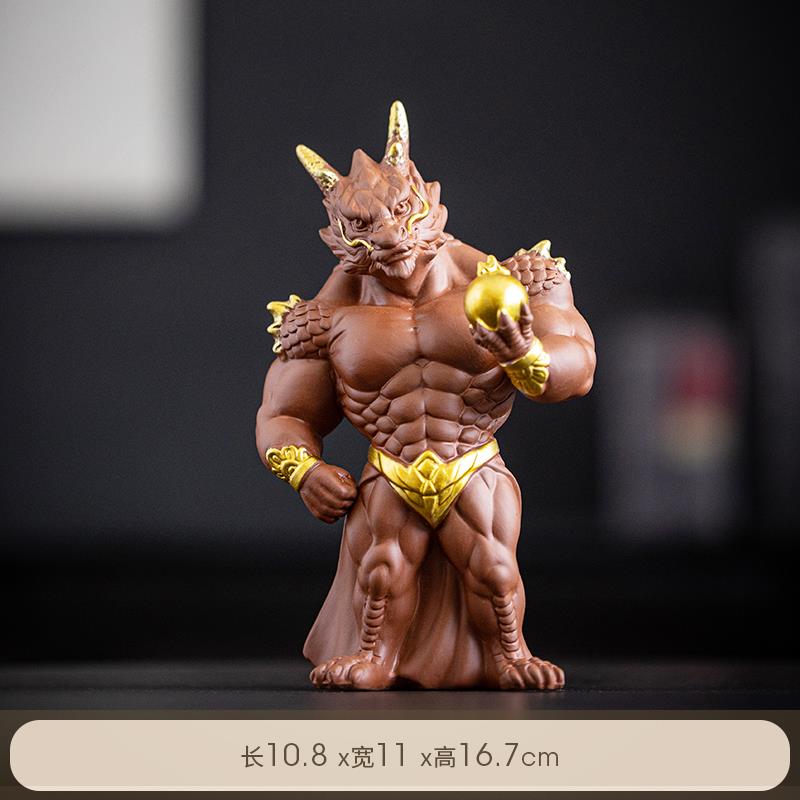 高档创意肌肉龙摆龙年吉龙祥物家居桌面件办室公装饰招财陶瓷生肖