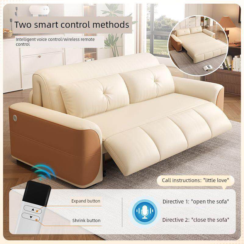 新型电动多功能折叠沙发床小公寓可伸缩简易客厅两用一体真皮沙发