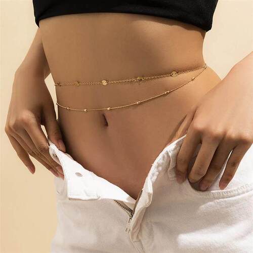Sexy Vintage Aesthetic Belly Chain Thin Beads Link Body Chai