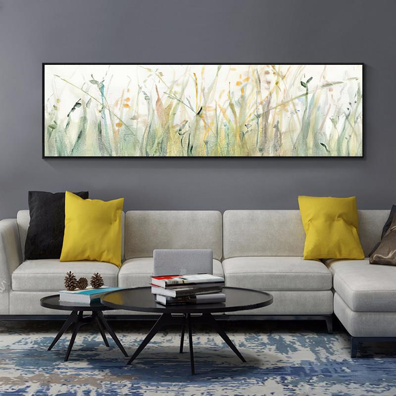 春天小清新植物客厅装饰画艺术横幅壁画沙发背景墙挂画卧室床头画