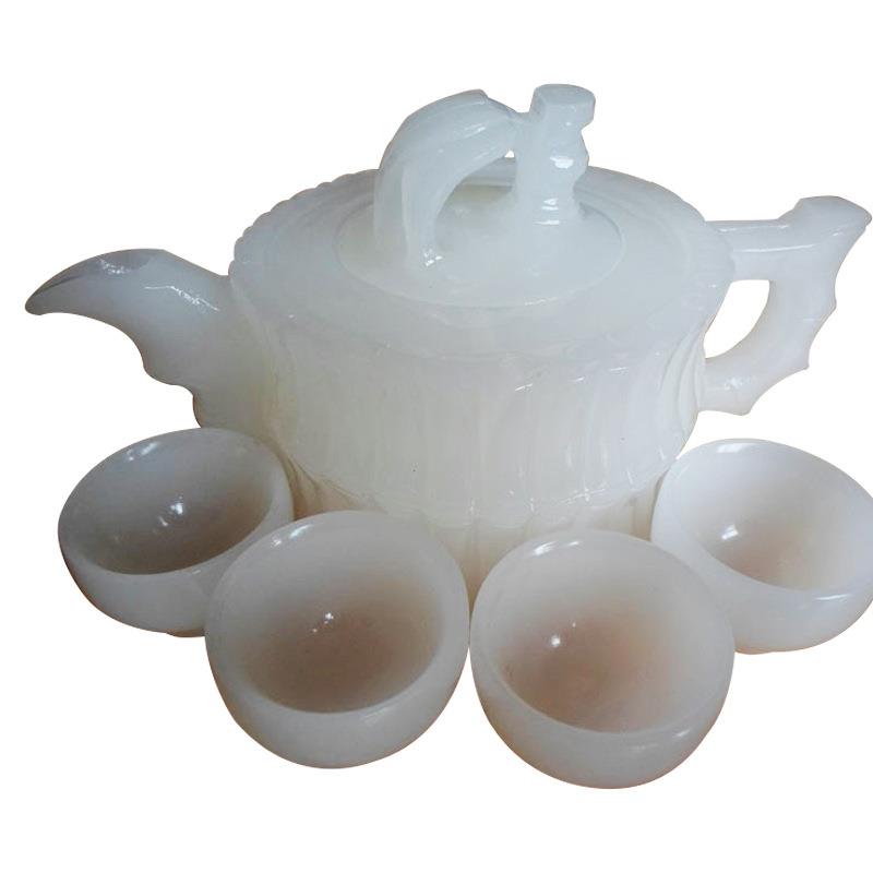 送礼品盒玉石白玉茶具套装玉质温润白玉酒壶茶壶茶具
