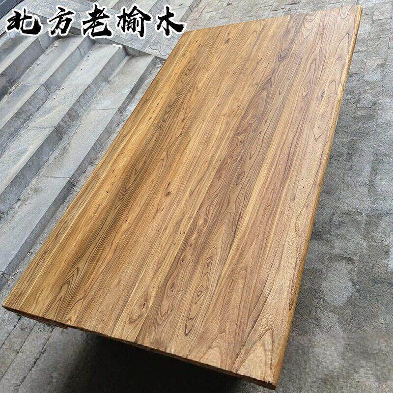 老榆木飘窗板实木长方形桌面板风化家具板老榆木旧门板原木风化板