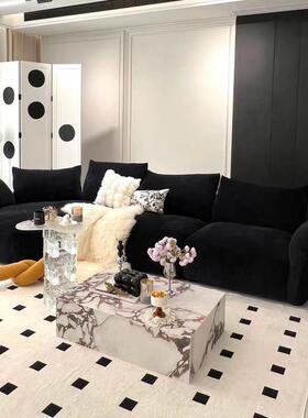 意式简约花瓣沙发可拆洗2026客厅新款转角异形奶油风法式组合家具