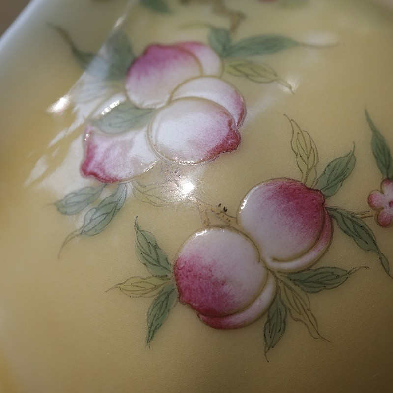 粉彩精工娇黄五桃壶 景德镇陶瓷手工茶具茶壶功夫茶壶小号手绘壶