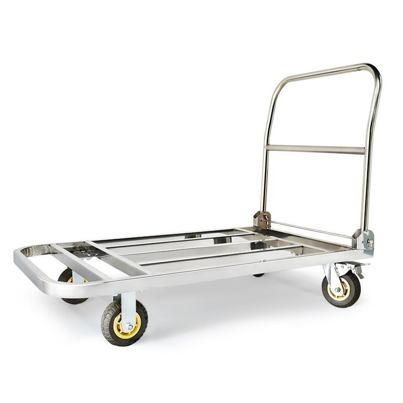 锈钢方折管手DWP推车叠静音平板车拉货车车搬运小推车拖车小拉不