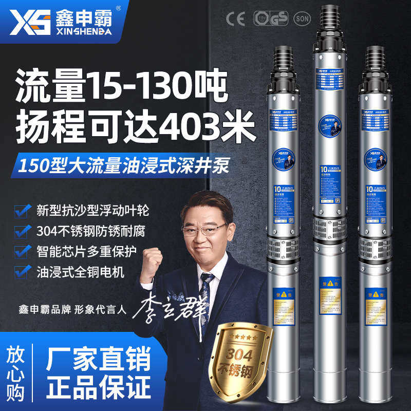 鑫申霸G系列不锈钢深井泵8-32方高扬程大流量深井潜水泵家用灌溉