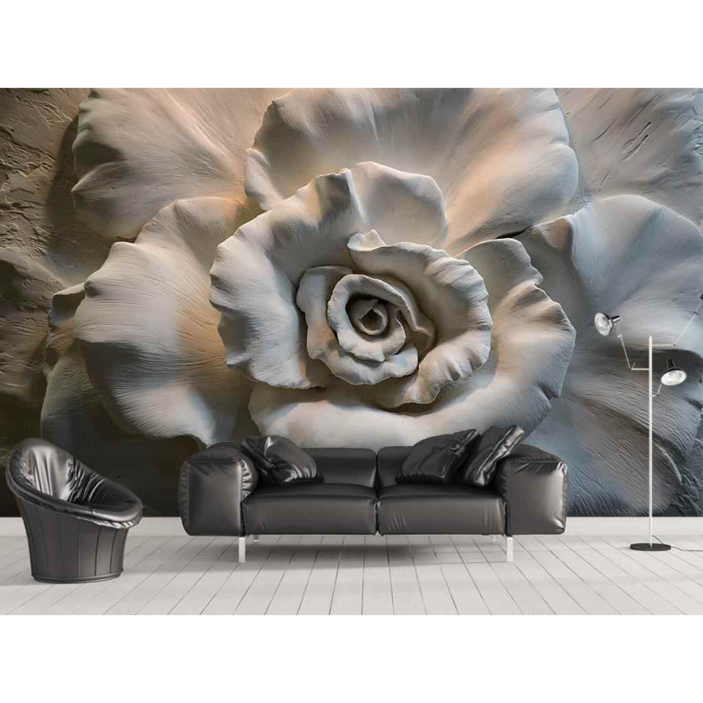 3D立体墙布8D浮雕卧室壁纸客厅电视背景墙壁纸现代简约花卉定制