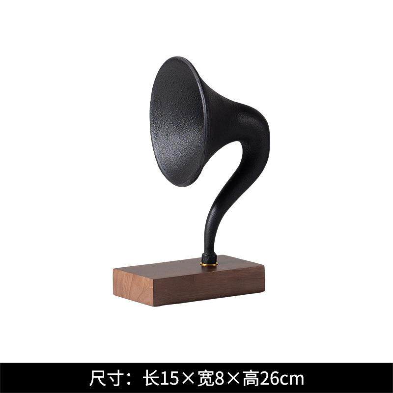 美式复古留声机装摆件客玄饰关酒厅柜电视柜TD6895轻奢高端音乐艺