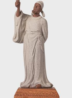 古代历史人物茶圣陆羽伯牙抚琴李白雕塑像书房桌面禅意紫砂陶摆件